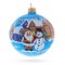 Santa & Snowman Winter Village Scene Glass Ball Christmas Ornament 3.25 Inches